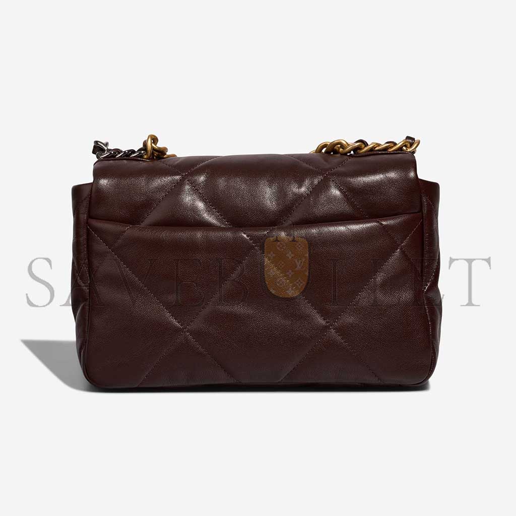 CHANEL 19 FLAP BAG LAMB BROWN AS1160 (26*16*9cm)